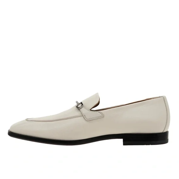 Salvatore Ferragamo Fedro Loafers White Leather Size 12 US New